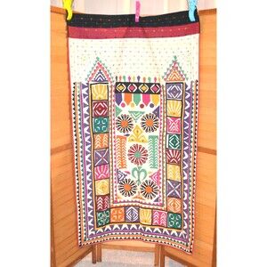 Vintage Tapestry Bold Colors Door or Wall Hanging